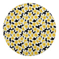 White And Black Frangipani Pattern Print Round Blanket