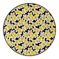 White And Black Frangipani Pattern Print Round Floor Mat
