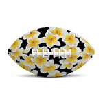 White And Black Frangipani Pattern Print Rugby Ball