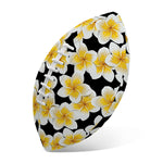 White And Black Frangipani Pattern Print Rugby Ball