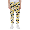 White And Black Frangipani Pattern Print Joggers