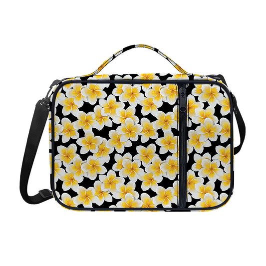 White And Black Frangipani Pattern Print Shoulder Strap Bible Bag