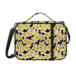 White And Black Frangipani Pattern Print Shoulder Strap Bible Bag