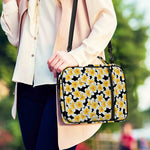 White And Black Frangipani Pattern Print Shoulder Strap Bible Bag