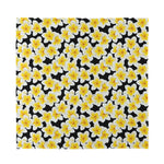 White And Black Frangipani Pattern Print Silk Bandana