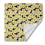 White And Black Frangipani Pattern Print Silk Bandana