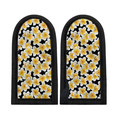White And Black Frangipani Pattern Print Skillet Handle Cover