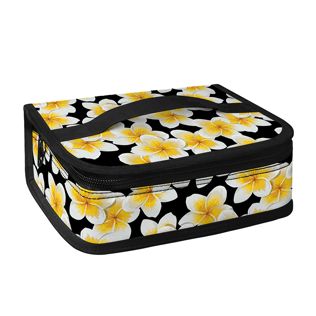 White And Black Frangipani Pattern Print Small Lunch Bag