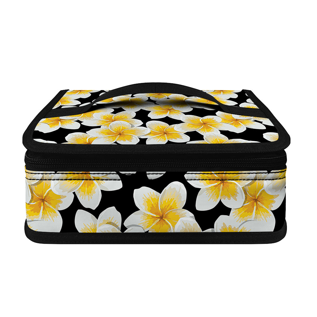 White And Black Frangipani Pattern Print Small Lunch Bag