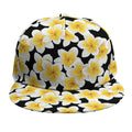 White And Black Frangipani Pattern Print Snapback Cap