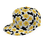 White And Black Frangipani Pattern Print Snapback Cap