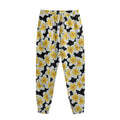 White And Black Frangipani Pattern Print Sweatpants