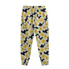 White And Black Frangipani Pattern Print Sweatpants