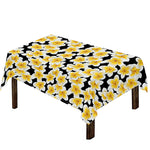 White And Black Frangipani Pattern Print Tablecloth