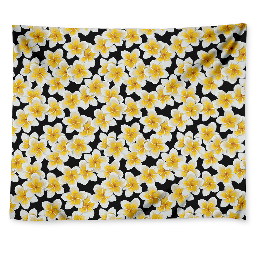White And Black Frangipani Pattern Print Tapestry
