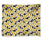 White And Black Frangipani Pattern Print Tapestry