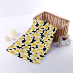 White And Black Frangipani Pattern Print Towel