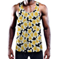 White And Black Frangipani Pattern Print Men's Workout Tank Top