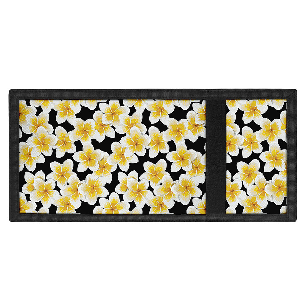 White And Black Frangipani Pattern Print Trifold Wallet