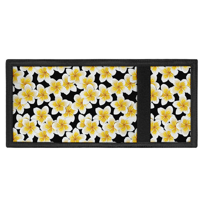 White And Black Frangipani Pattern Print Trifold Wallet