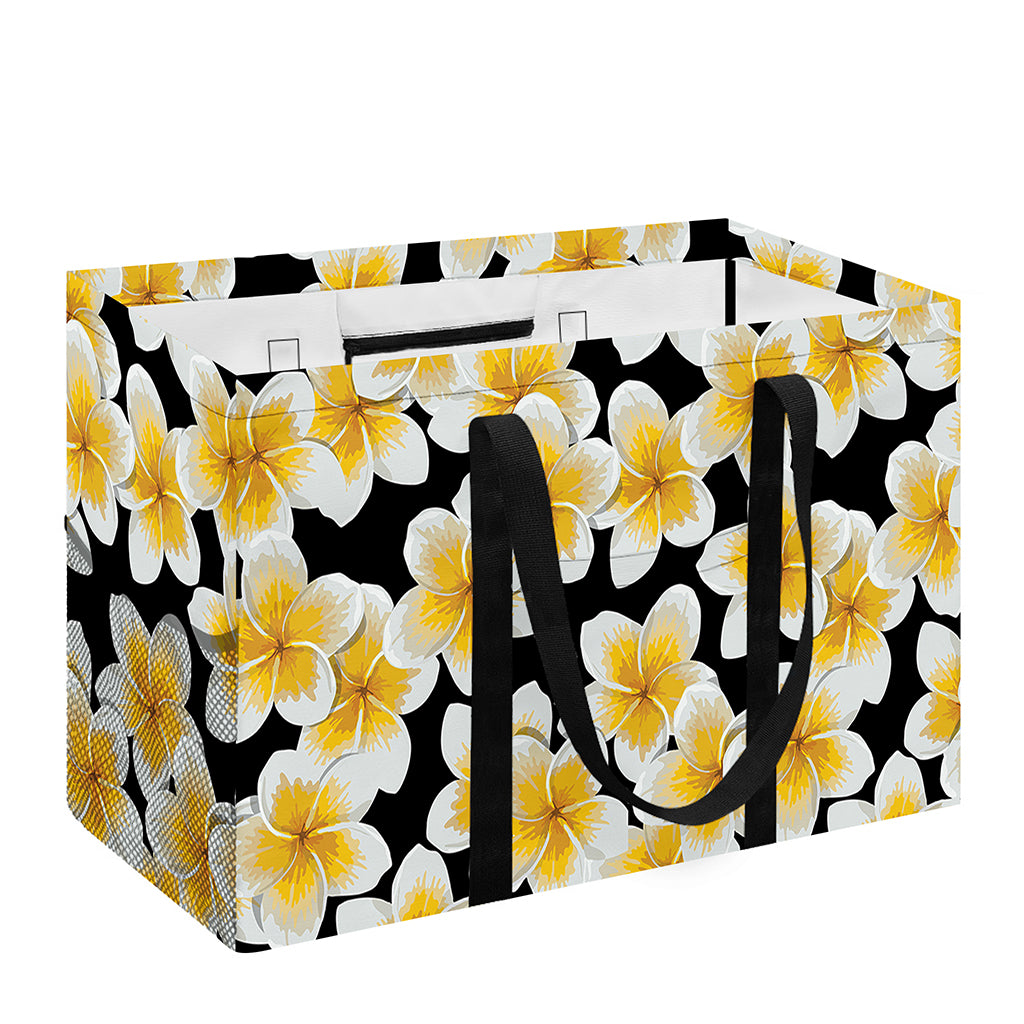 White And Black Frangipani Pattern Print Utility Tote Bag