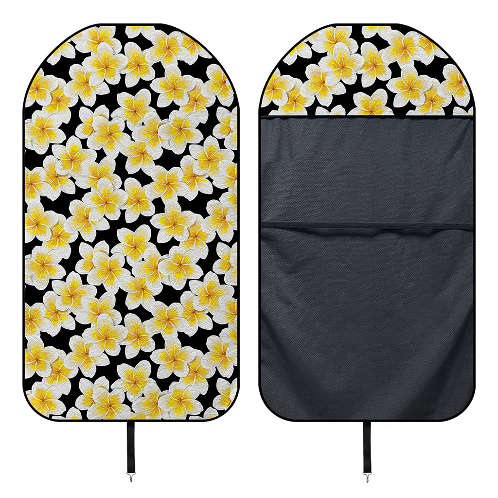 White And Black Frangipani Pattern Print Waterproof Car Seat Cover