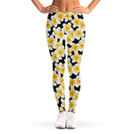 White And Black Frangipani Pattern Print Women's Leggings