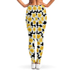 White And Black Frangipani Pattern Print Women's Leggings