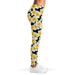 White And Black Frangipani Pattern Print Women's Leggings