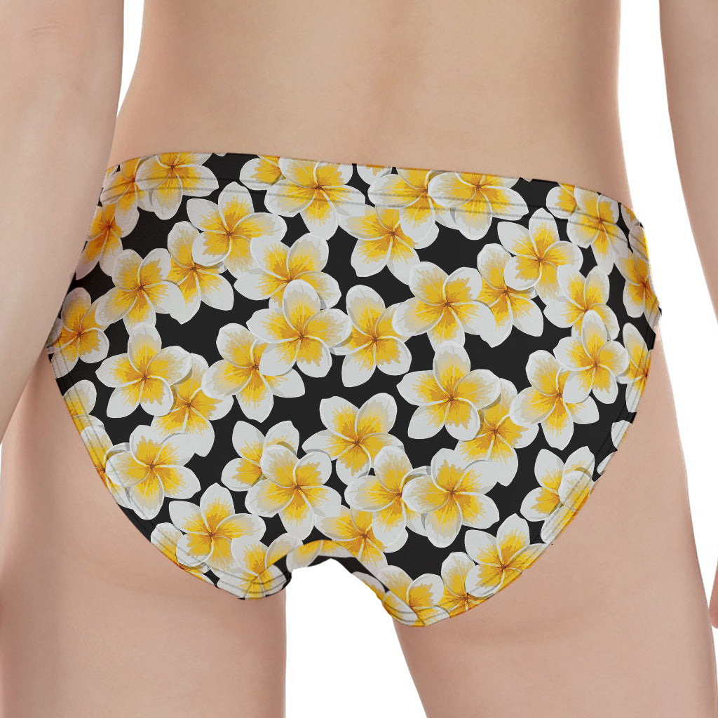 White And Black Frangipani Pattern Print Women's Panties