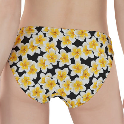 White And Black Frangipani Pattern Print Women's Panties