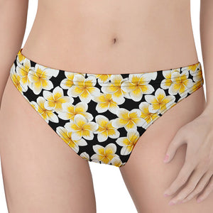 White And Black Frangipani Pattern Print Women's Thong