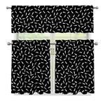 White And Black Gun Bullet Pattern Print 3 Piece Kitchen Curtains