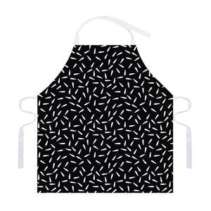 White And Black Gun Bullet Pattern Print Adjustable Apron