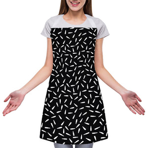 White And Black Gun Bullet Pattern Print Adjustable Apron