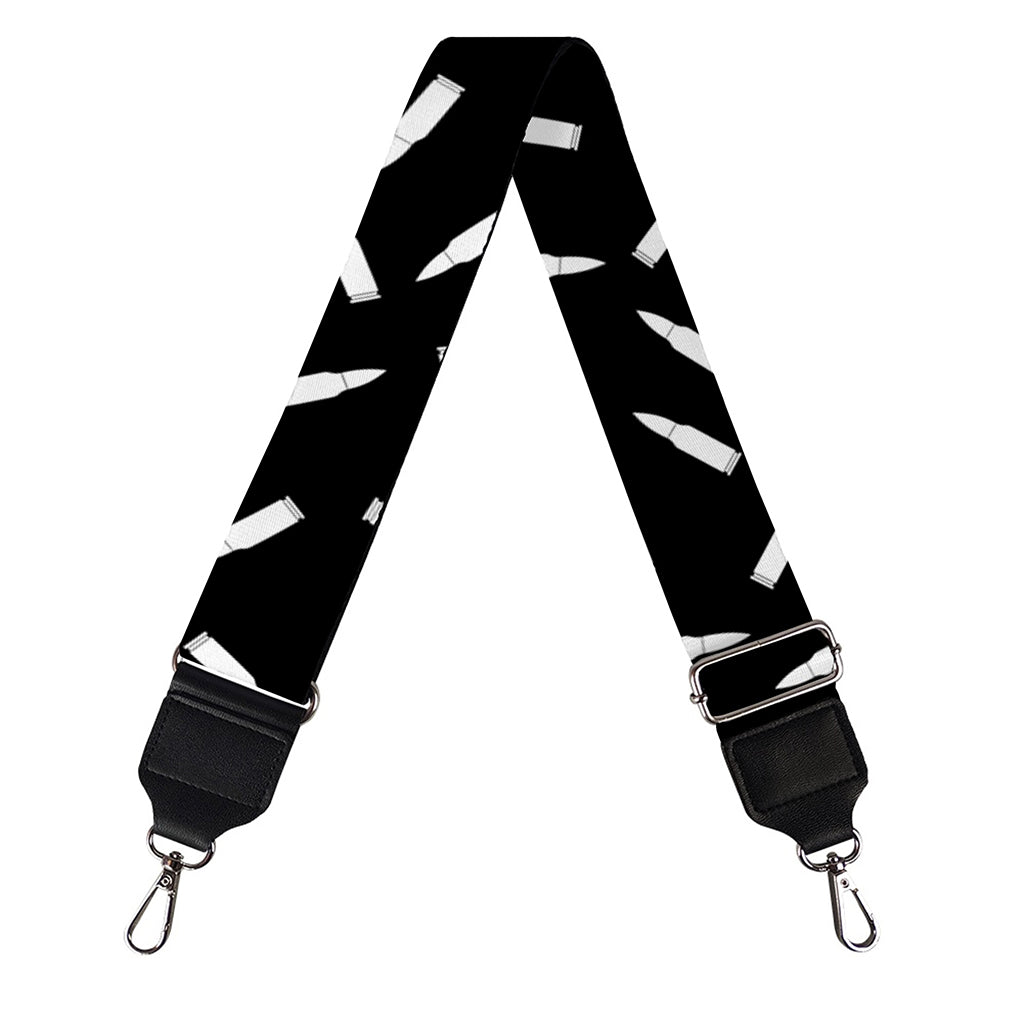 White And Black Gun Bullet Pattern Print Bag Strap