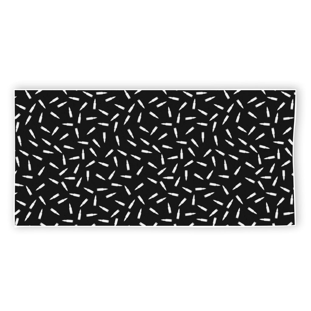 White And Black Gun Bullet Pattern Print Beach Towel