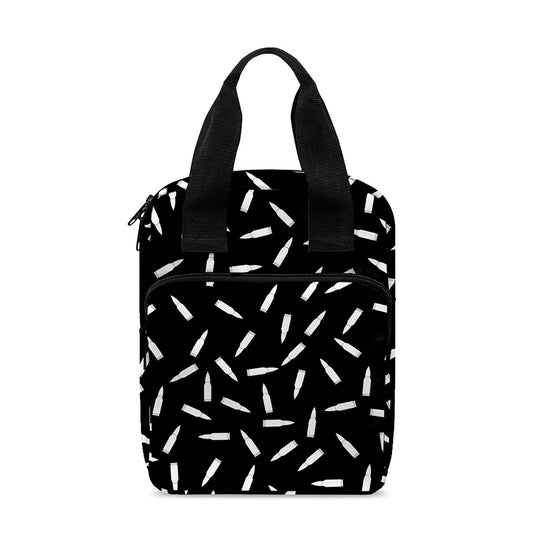White And Black Gun Bullet Pattern Print Bible Tote Bag
