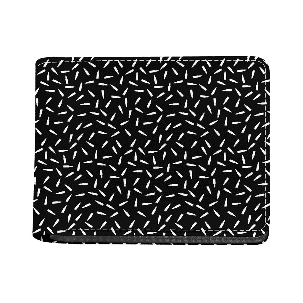 White And Black Gun Bullet Pattern Print Bifold Wallet