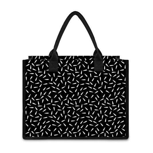 White And Black Gun Bullet Pattern Print Canvas Tote Bag