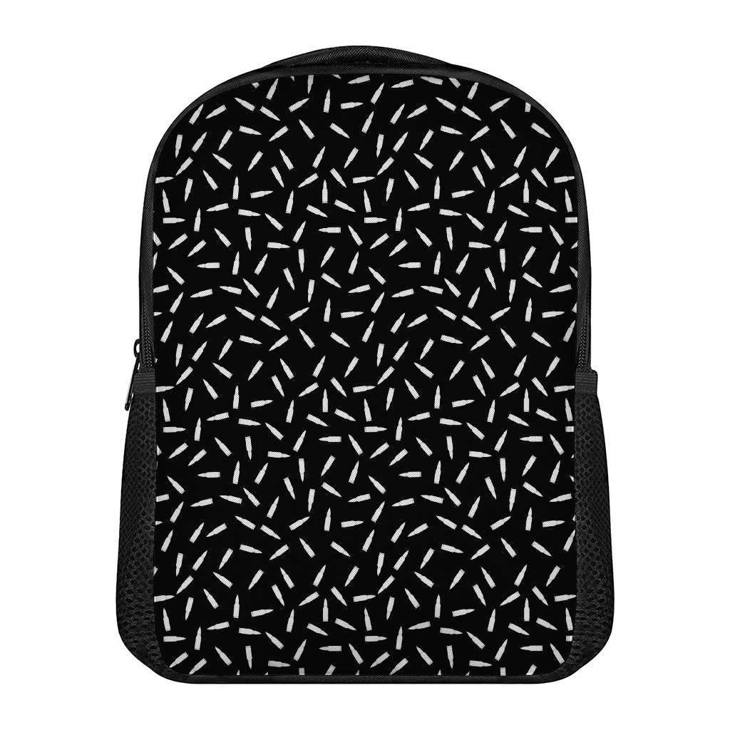 White And Black Gun Bullet Pattern Print Casual Backpack