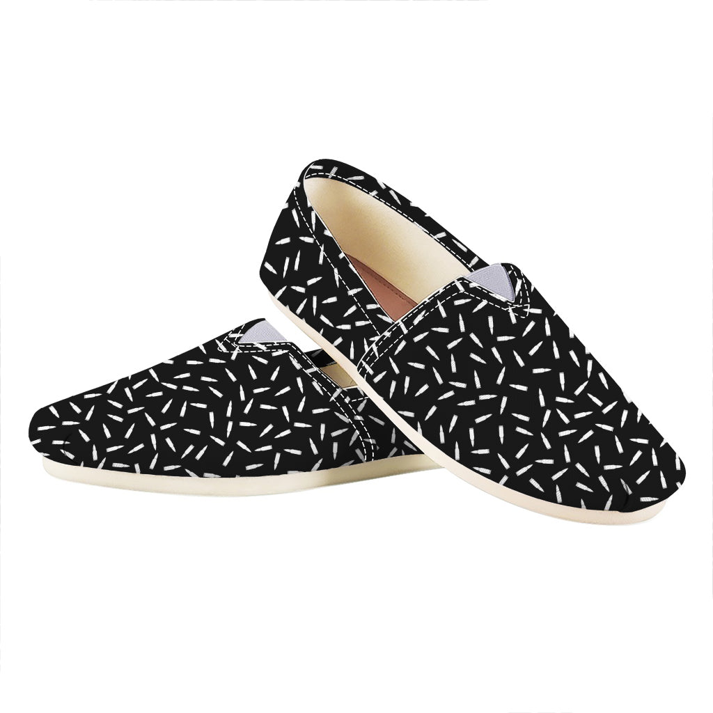 White And Black Gun Bullet Pattern Print Casual Shoes