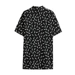 White And Black Gun Bullet Pattern Print Cotton Hawaiian Shirt