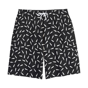 White And Black Gun Bullet Pattern Print Cotton Shorts