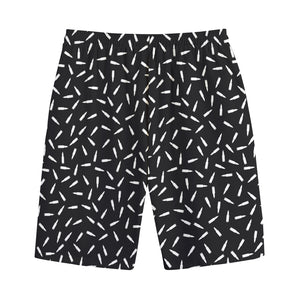 White And Black Gun Bullet Pattern Print Cotton Shorts