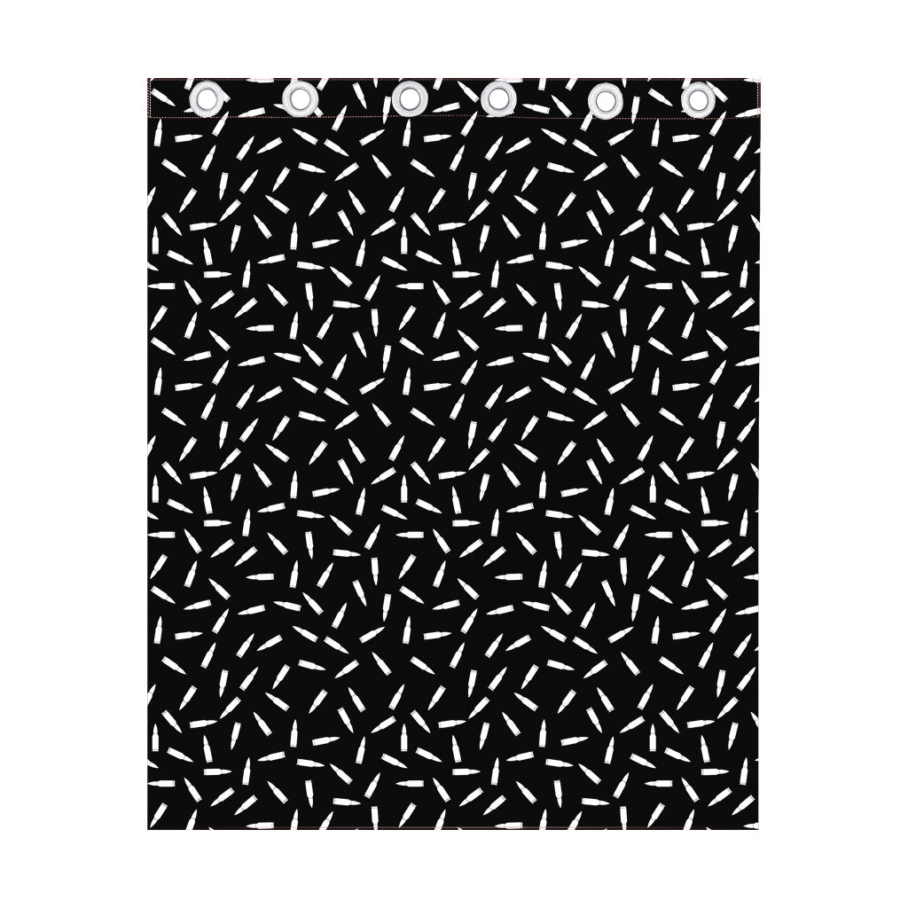 White And Black Gun Bullet Pattern Print Curtain