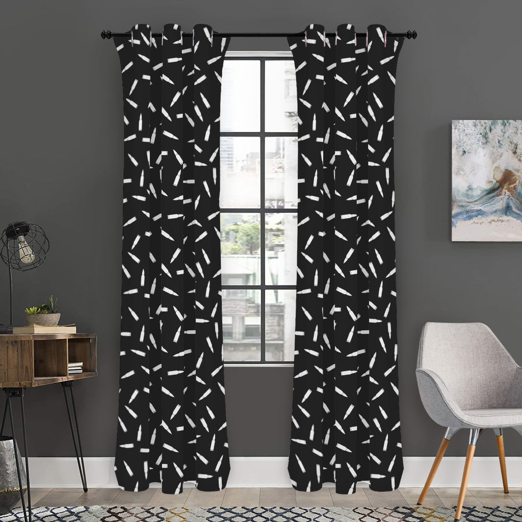 White And Black Gun Bullet Pattern Print Curtain