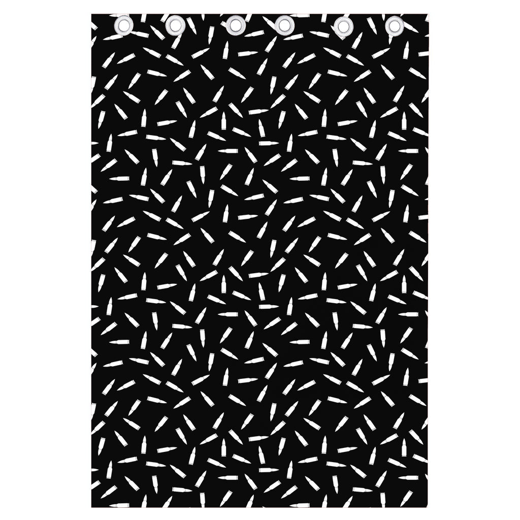 White And Black Gun Bullet Pattern Print Curtain