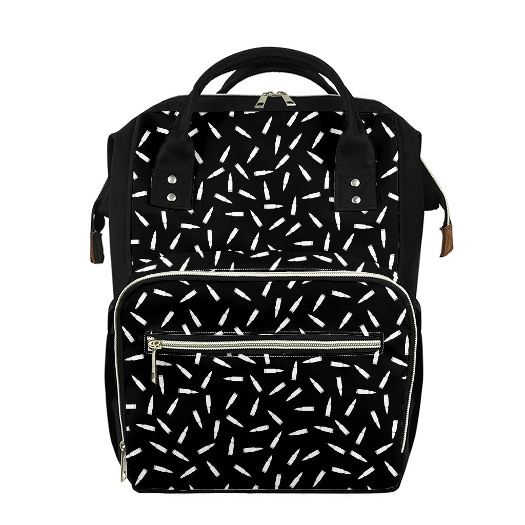 White And Black Gun Bullet Pattern Print Diaper Bag