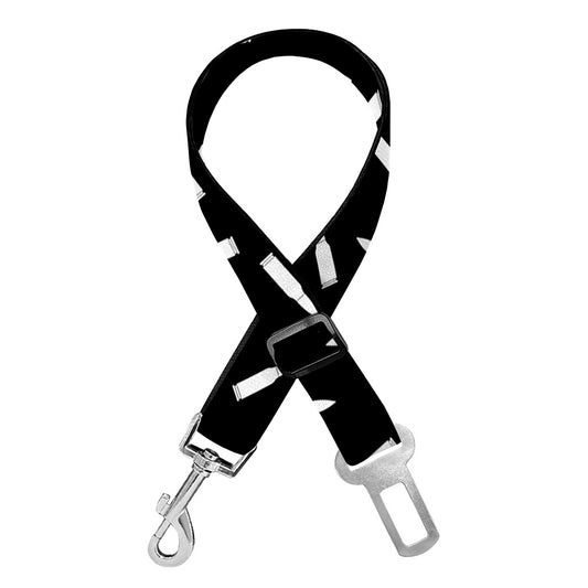 White And Black Gun Bullet Pattern Print Dog Seat Belt